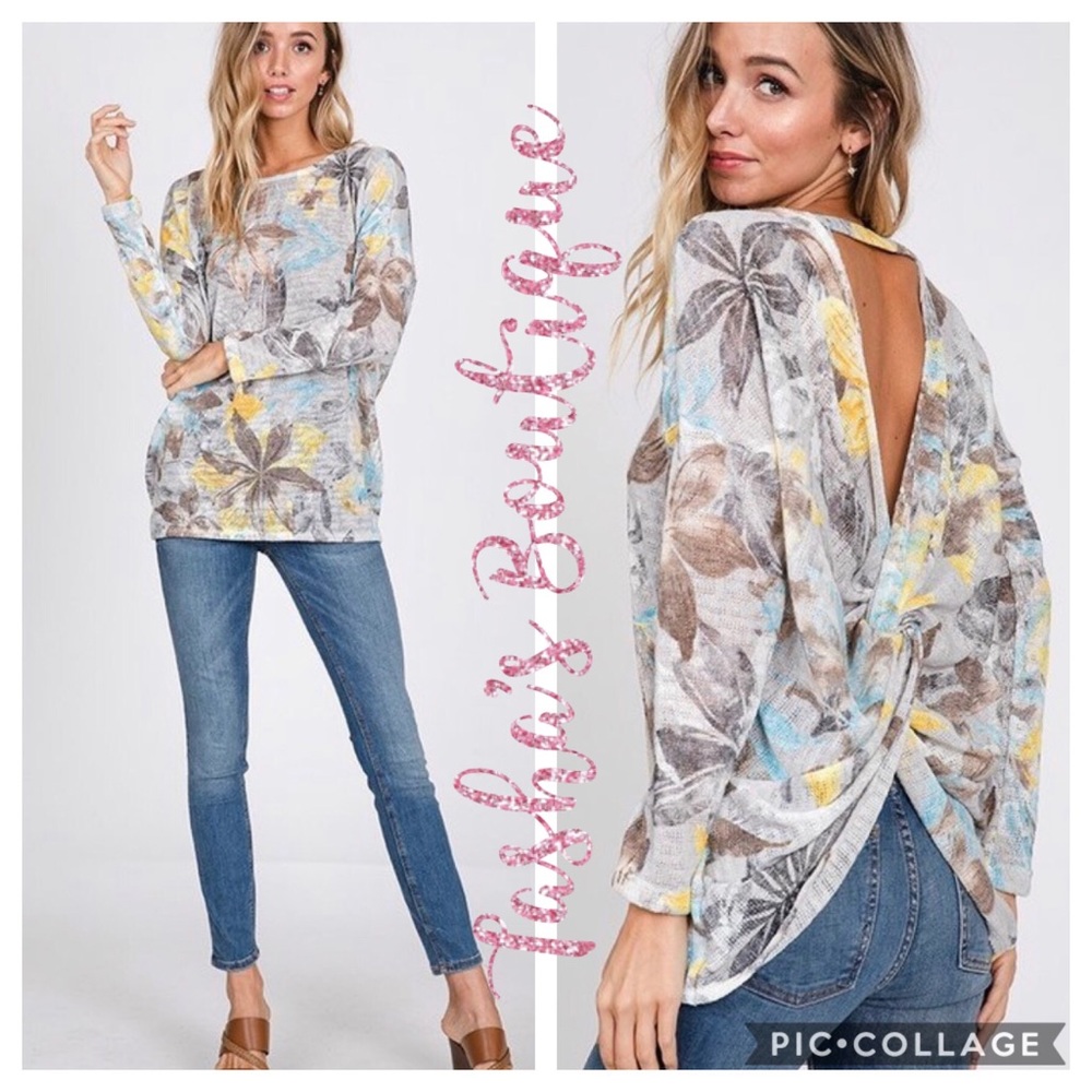 Open back floral light sweater top